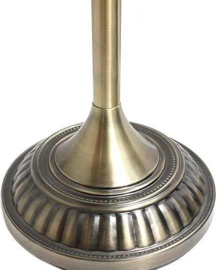 Elegant Designs LF2001-ABS 1 Light Torchiere Marbleized White Glass Shade Floor Lamp, Antique Brass - LeafyLoom