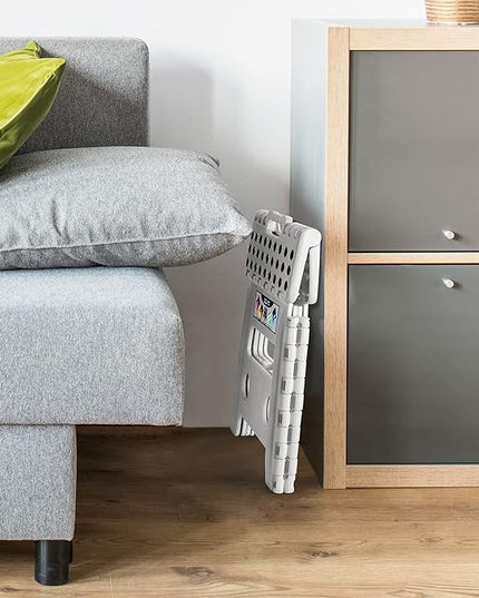 Delxo 13" Folding Step Stool for Kids and Adults, Non-Slip Foldable Step Stools with Handle,Plastic Portable Folding Stool for Bathroom,Bedroom,Kitchen,Hold up to 300lbs White - LeafyLoom