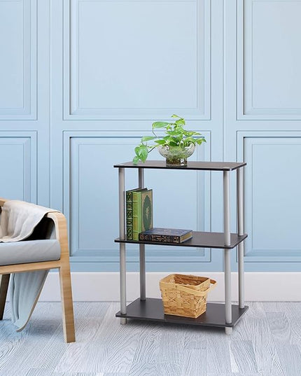 Furinno Turn-N-Tube Display Rack, 3-Tier Single, Black/Grey - LeafyLoom