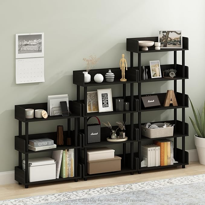 Furinno Turn-N-Tube 3-Tier Toolless Freestanding Multipurposes Display Rack, Espresso - LeafyLoom