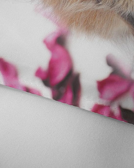 Cat Comforter Set Queen Size for Kids Pink Flowers Cats 3Pcs Bedding Set for boys and Girls (1Summer Comforter+ 2 Pillowcases) Lovely Animal Pets Duvet Set - LeafyLoom