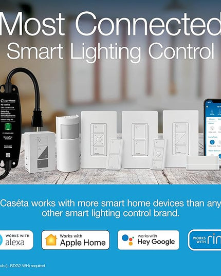 Lutron Caseta Smart Lighting Vacancy Motion Sensor, Manually Turns On, Automatically Turns Off, For Dimmers, Switches, and Fans No Wires Required, PD-VSENS-WH, White Lutron