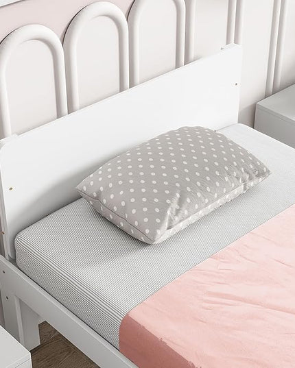 Twin Bed with Footboard Bench, Twin Kid Bed with Headboard, Wood Slat Support, Cute Kid Bed Frame with Book Storage Space, Twin Car Bed for Boys Girls Bedroom, No Box Spring Needed, White - LeafyLoom