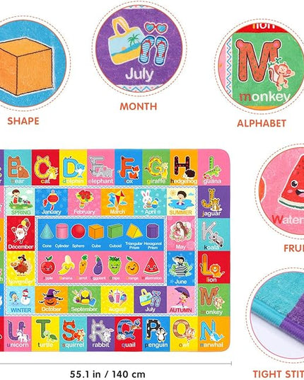 IMIKEYA Play Rugs Playroom Mat with Colorful Pattern, Playtime Collection ABC Alphabet, Seasons, Months, Fruit and Shapes Playmat Educational Rug for Kids Playroom Bedroom, 55 x 43.3 Inch - LeafyLoom
