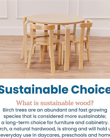 ECR4Kids ECRKids Seating, 5-Piece Table and Chairs Set, Natural - LeafyLoom