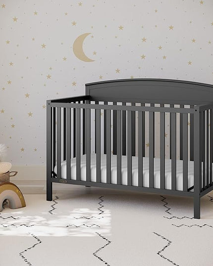 Graco Benton 5-in-1 Convertible Crib (Gray) – GREENGUARD Gold Certified, Converts from Baby Crib to Toddler Bed, Daybed and Full-Size Bed, Fits Standard Full-Size Crib Mattress - LeafyLoom
