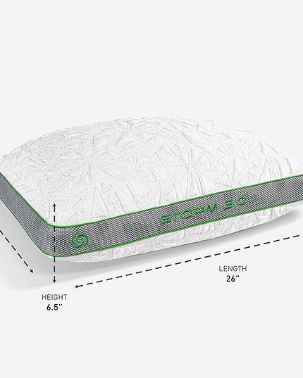 Bedgear Storm Performance Pillow - Size 3.0 - Cooling Pillow for Hot Sleepers - Medium Firmness Bed Pillow for All Sleep Positions - Hypoallergenic, Washable Removable Cover - 20" Wx 26" L x 6.5" H - LeafyLoom