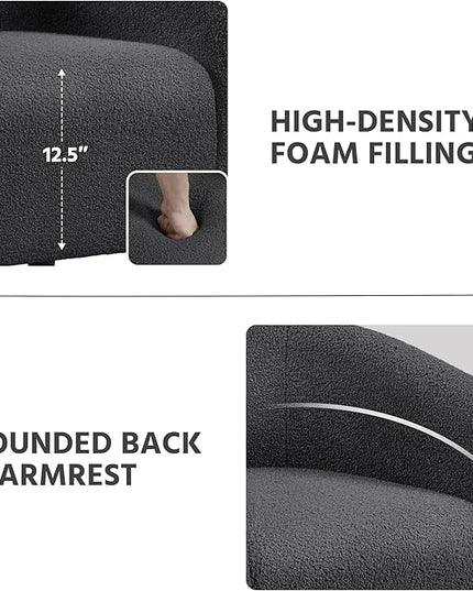 Yaheetech Accent Chairs Set of 2, Furry Living Room Chairs, Sherpa Barrel Chairs with Cozy Soft Padded, Boucle Fabric Armchais for Living Room Bedroom Reception Room Office, Dark Gray - LeafyLoom