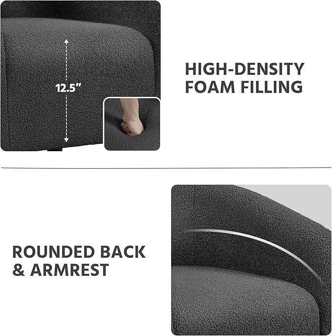 Yaheetech Accent Chairs Set of 2, Furry Living Room Chairs, Sherpa Barrel Chairs with Cozy Soft Padded, Boucle Fabric Armchais for Living Room Bedroom Reception Room Office, Dark Gray - LeafyLoom