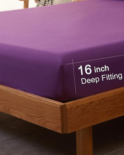 SONORO KATE Bed Sheet Set Super Soft Microfiber 1800 Thread Count Luxury Egyptian Sheets 18-Inch Deep Pocket Wrinkle-3 Piece(Twin Purple) - LeafyLoom
