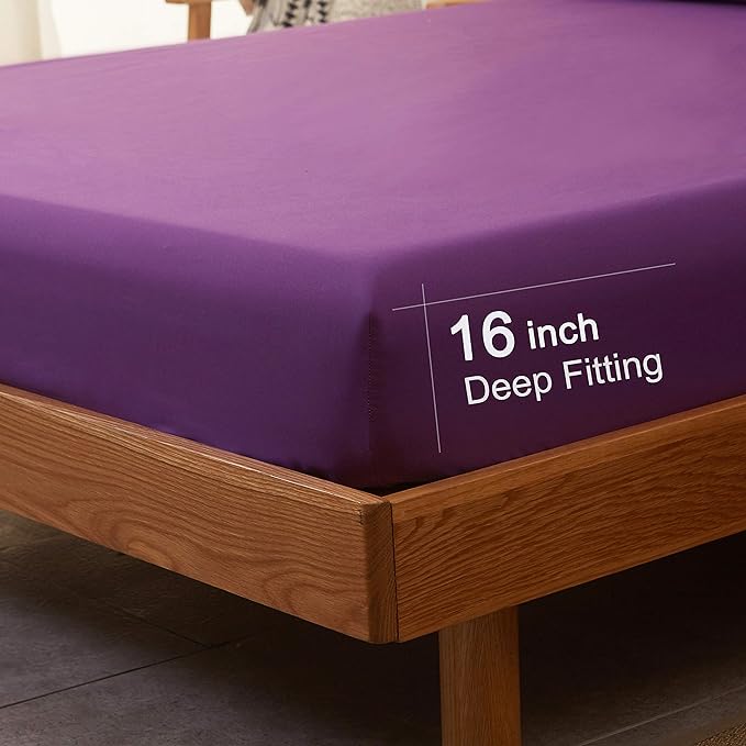 SONORO KATE Bed Sheet Set Super Soft Microfiber 1800 Thread Count Luxury Egyptian Sheets 18-Inch Deep Pocket Wrinkle-3 Piece(Twin Purple) - LeafyLoom