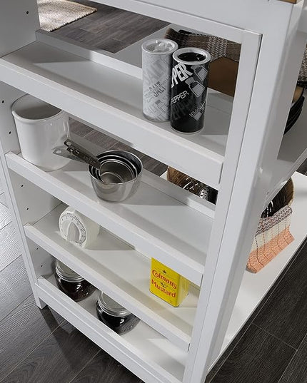 Sauder Miscellaneous Storage Kitchen Island, L: 31.50" x W: 32.88" x H: 36.00", White Finish - LeafyLoom