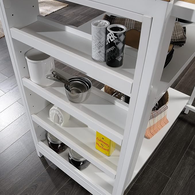 Sauder Miscellaneous Storage Kitchen Island, L: 31.50" x W: 32.88" x H: 36.00", White Finish - LeafyLoom