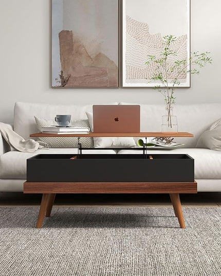 NicBex Coffee Table Wooden Lift Top Coffee Table with Storage Center Tables with Hidden Compartments and Legs Lift Tabletop Dining Table for Living Room, Office, and Bedroom,39.25" W, Walnut - LeafyLoom