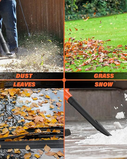 SOYUS Leaf Blower, 20V Leaf Blower Cordless with 2x2.0Ah Battery and Charger, 150 MPH Electric Leaf Blower with Two-Speed Mode, Blowers for Lawn Care, Debris Dust Cleaning(Orange) - LeafyLoom