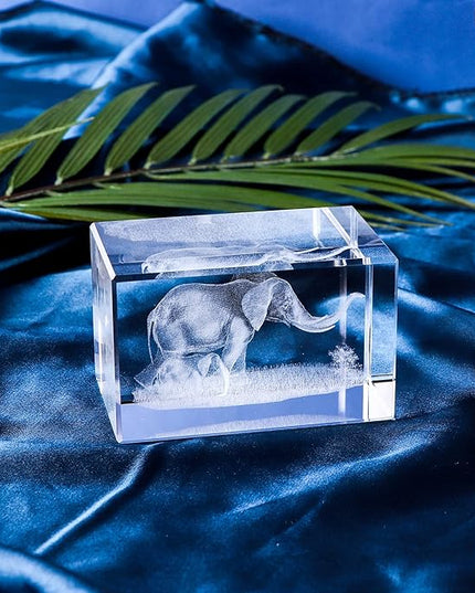 Elephant Gifts For Women Decorations For Home, 3D Crystal Elephant Decor Stuff Figurines Statue Gift For Elephant Lovers mom grandma birthday gifts for mom from daughters son unique gift ideas - LeafyLoom