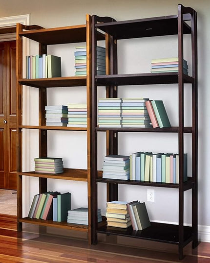 Casual Home Stratford 5-Shelf Folding Bookcase-Warm Brown - LeafyLoom