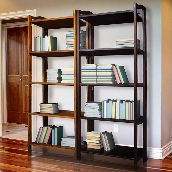 Casual Home Stratford 5-Shelf Folding Bookcase-Warm Brown - LeafyLoom