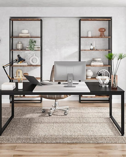 70.8 Inch Executive Desk, Large Computer Office Desk, Modern Simple Business Study Writing Table for Home Office - LeafyLoom