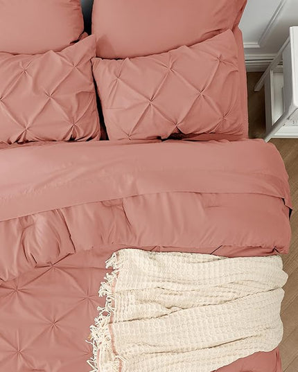 Bedsure Twin Comforter Set with Sheets - 5 Pieces Twin Bedding Sets, Twin Bed in a Bag with Comforter, Sheets, Pillowcase & Sham (Dusty Pink) - LeafyLoom