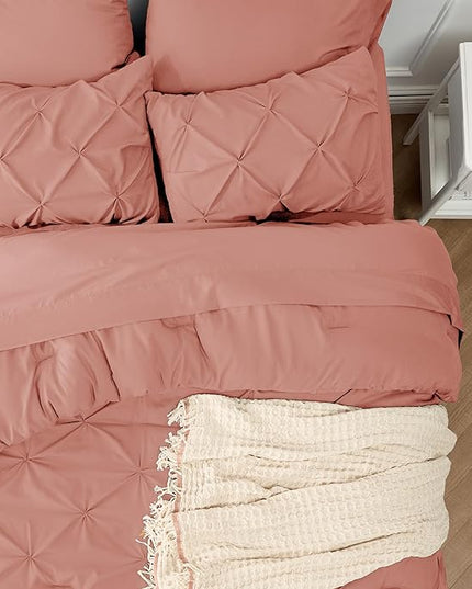 Bedsure Full Size Comforter Sets - Bedding Sets Full 7 Pieces, Bed in a Bag Bed Sets with Comforter, Sheets, Pillowcases & Shams, Adult & Kids Bedding (Dusty Pink) - LeafyLoom