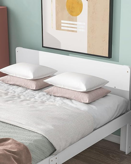 Full Bed with Footboard Bench, Full Kid Bed with Headboard, Wood Slat Support, Cute Kid Bed Frame with Book Storage Space, Full Car Bed for Boys Girls Bedroom, No Box Spring Needed, Grey - LeafyLoom