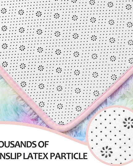 6x9 Large Area Rugs for Living Room, Super Soft Fluffy Modern Bedroom Rug, Tie-Dyed Rainbow Indoor Shag Fuzzy Carpets for Girls Kids Nursery Room Home Decor - LeafyLoom