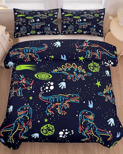 NINENINE Dinosaur Comforter Sets for Boys,Kids Dinosaur Bedding Set,Twin Size Bedding Sets for Boys Kids,Dark Blue Comforter Set with 1 Comforter 1 Pillowcase… - LeafyLoom