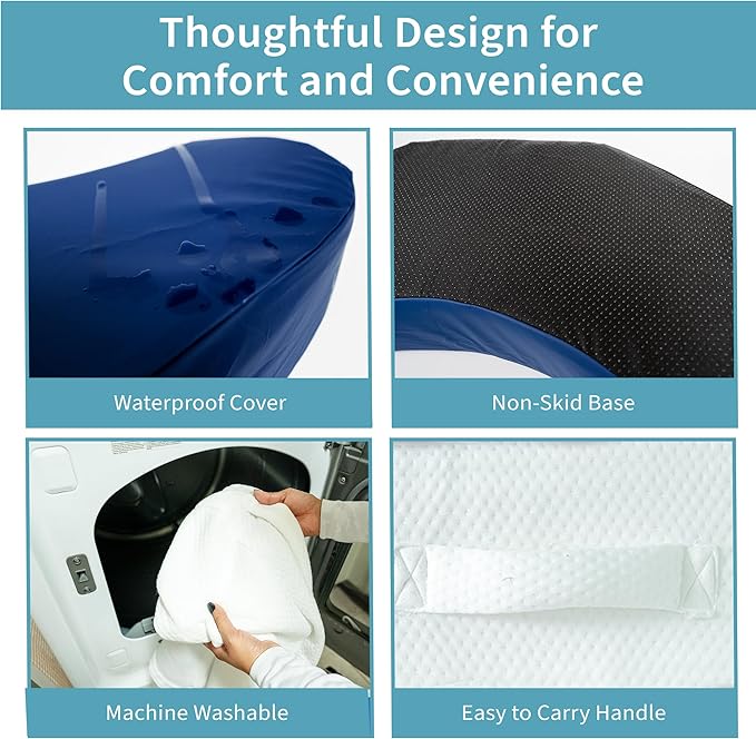 Bedsore Positioning Pillow for Bedsore Prevention and Faster Recovery - Heat Regulating Bed Sore Cushion for Butt Lifting and Easy Positioning - 2X Non-Skid Removable Covers (White) - LeafyLoom