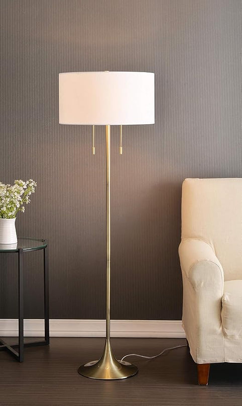 Kenroy Home 21405AB Stowe Floor Lamp with Antique Brass Finish, Modern Style, 61" Height, 19" Width, 19" Depth - LeafyLoom