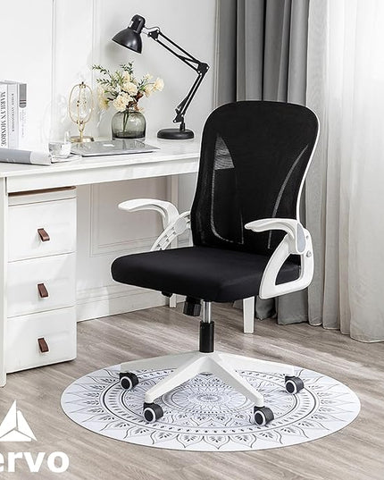 Tervo Model S | Folding Office Chair for Small Spaces | Gaming Chair for Adults & Kids | Ergonomic Mesh Computer Chair for Bedroom | Desk Chair for Home Work | (White & Black) - LeafyLoom