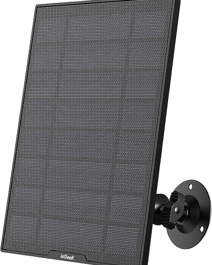 ieGeek Solar Panel for Wireless Outdoor Security Camera, Compatible with DC 5V Rechargeable Battery Powered Surveillance Cam,5V 1A 3W Type C Port, 9.5ft Cable, Adjustable Mounting Bracket(No Camera) ieGeek