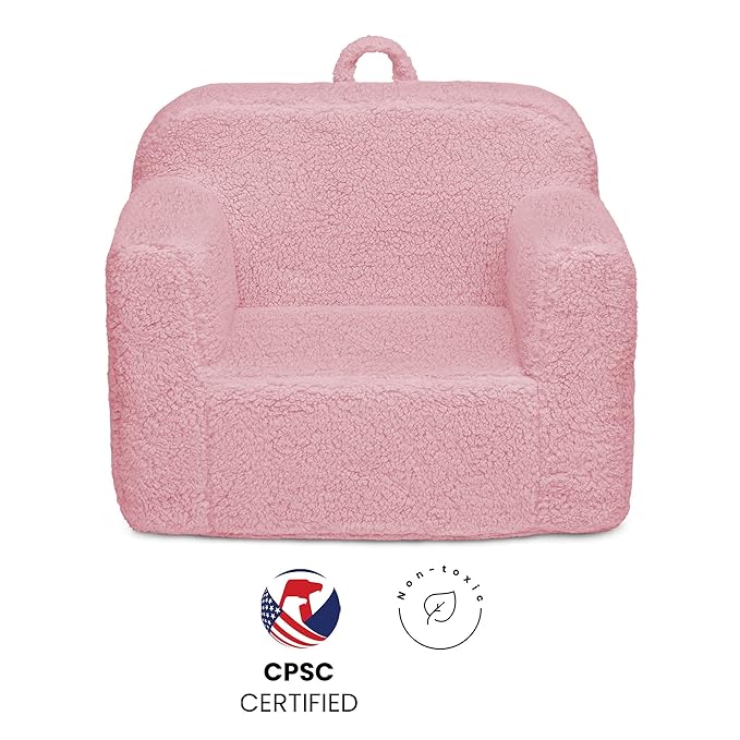 Delta Children Cozee Sherpa Chair, Pink - LeafyLoom