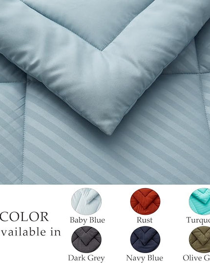NexHome Blue Grey King Bed in a Bag 7-Pieces Comforter Sets with Comforter and Sheets Soft All Season Bedding Sets with Comforter, Pillow Shams, Flat Sheet, Fitted Sheet and Pillowcases - LeafyLoom