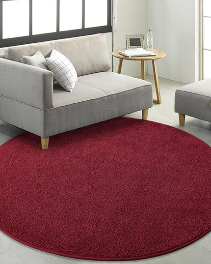Round Area Rugs for Bedroom Living Room, 4x4 Rose Red Super Soft Comfy Thickened Memory-Foam Indoor Circle Carpets, Modern Aesthetic Minimalist Carpet for Boys Girls Adults Nursery Home Décor - LeafyLoom