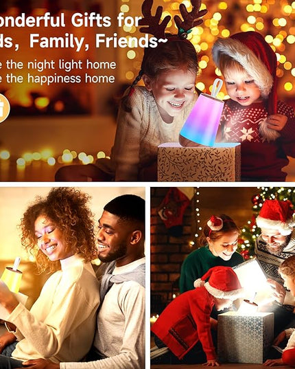 Dimmable Night Light Touch Lamp for Bedroom Rechargeable Remote Bedside Lamp Portable Hanging Table Lamp Changeable Warm White Light Perfect Toy Gift for Kids Adults - LeafyLoom