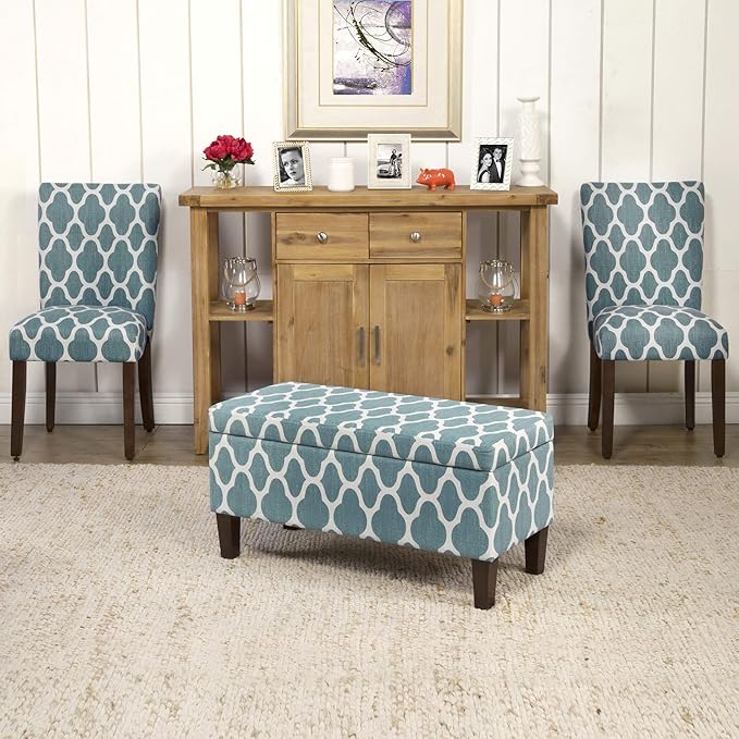 HomePop Parsons Classic Upholstered Accent Dining Chair, Set of 2, Teal and Cream Geometric - LeafyLoom