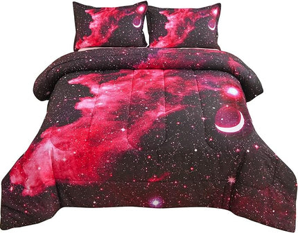 A Nice Night 3D Galaxy Blanket Comforter Bedding Sets Home Textile with Comforter Pillowcase, Full Size - LeafyLoom