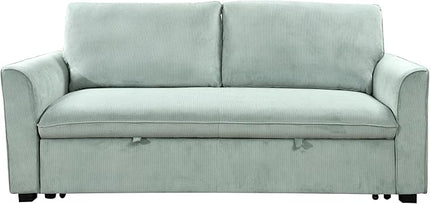 3 in 1 Oversized Convertible Loveseat Sleeper Sofa Bed,Soft Corduroy Upholstered Queen Love Seats Sofabed W/Pull Out Sleep Couch,Comfortable Cushions and Padded Armrests for Living Room - LeafyLoom