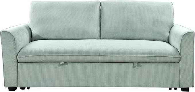 3 in 1 Oversized Convertible Loveseat Sleeper Sofa Bed,Soft Corduroy Upholstered Queen Love Seats Sofabed W/Pull Out Sleep Couch,Comfortable Cushions and Padded Armrests for Living Room - LeafyLoom