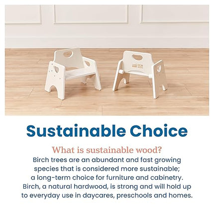 ECR4Kids Stackable Wooden Toddler Chair, 6in, Kids Furniture, White Wash, 2-Pack - LeafyLoom