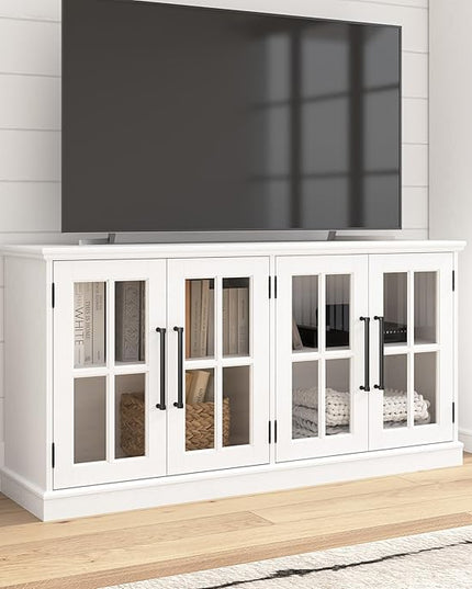 Bush Furniture Westbrook 60W TV Stand for 75 Inch TV in White Ash | Living Room Entertainment Center with Storage - LeafyLoom