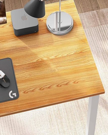 Computer Desk,55.1 inches Office Desk & Workstations for Home Office, Gaming Desk Computer Table,Modern Simple Style Laptop Table, Teak & White - LeafyLoom