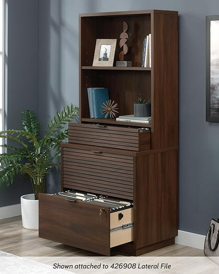 Sauder Englewood Lateral file, L: 30.87" x W: 19.29" x H: 29.25", Spiced Mahogany finish - LeafyLoom