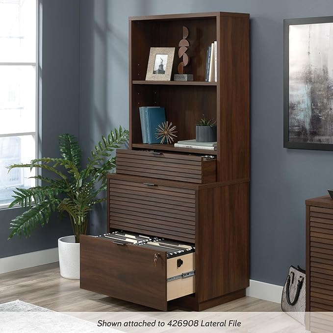 Sauder Englewood Lateral file, L: 30.87" x W: 19.29" x H: 29.25", Spiced Mahogany finish - LeafyLoom