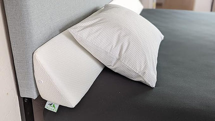 Insieme Queen Size Headboard Wedge Pillow (White) |Multi-Use Foam Bed Gap Filler for Covering Gaps Between Bed and Headboard or Wall (60x8x6x10 inch) - LeafyLoom