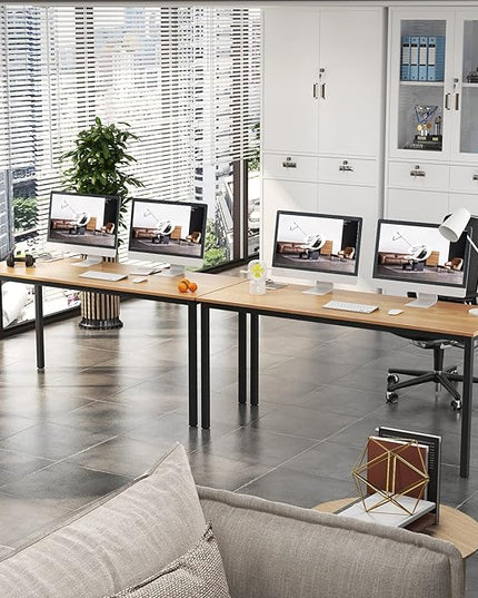 DlandHome 63 inches X-Large Computer Desk, Composite Wood Board, Decent and Steady Home Office Desk/Workstation/Table, BS1-160TB Teak and Black Legs, 1 Pack - LeafyLoom