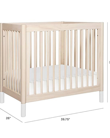 Babyletto Gelato 4-in-1 Convertible Mini Crib in Washed Natural and White, Greenguard Gold Certified - LeafyLoom