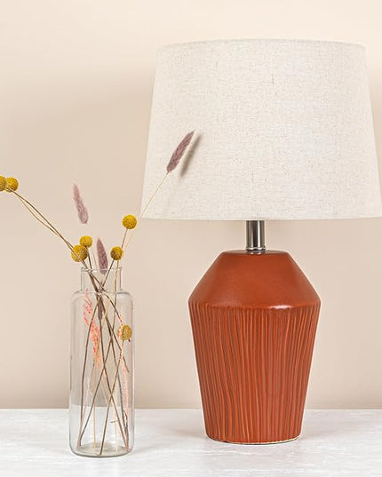 Creative Co-op 13" Round Stoneware Desk Lamp - LeafyLoom