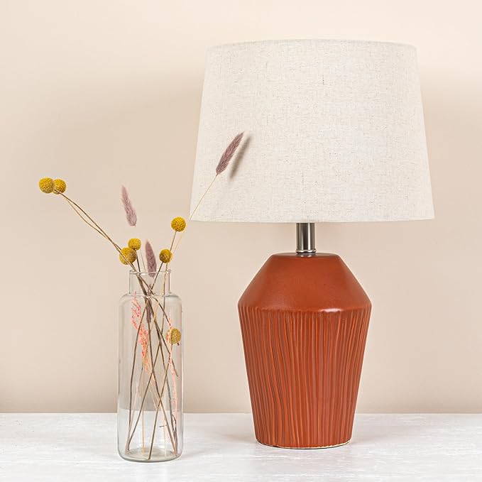Creative Co-op 13" Round Stoneware Desk Lamp - LeafyLoom
